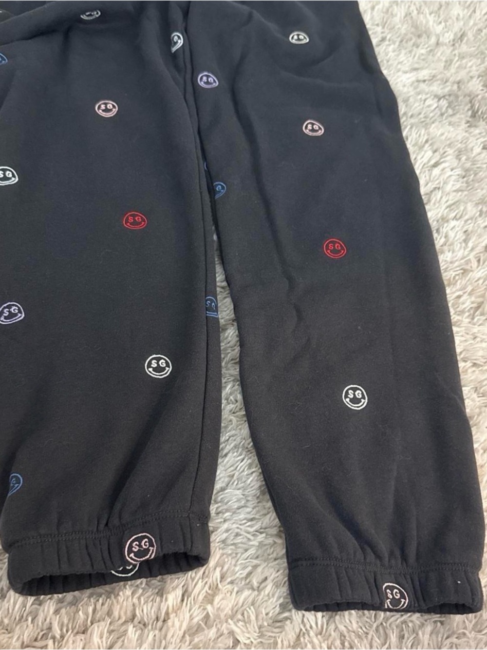 Black Smile Embroidered Sweatshirt & Jogger Set - Picture 2 of 4
